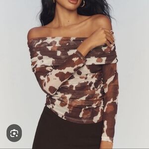 Maeve Brown and Cream Off-Shoulder Blouse-Never wore. NWOT